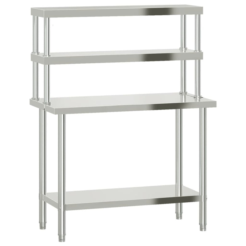 Load image into Gallery viewer, Vidaxl keukenwerktafel met bovenschap 110x55x150 cm roestvrij staal
