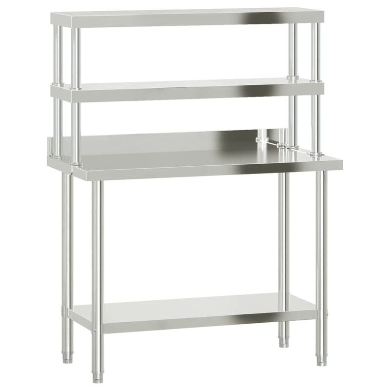 Afbeelding laden in galerijviewer, Vidaxl keukenwerktafel met bovenschap 110x55x150 cm roestvrij staal
