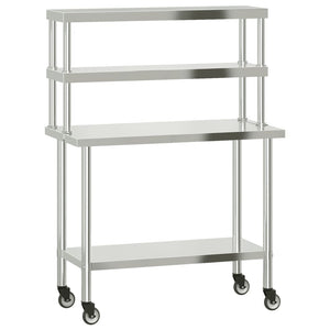 Vidaxl keukenwerktafel met bovenschap 110x55x150 cm roestvrij staal