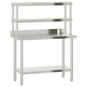 Vidaxl keukenwerktafel met bovenschap 110x55x150 cm roestvrij staal
