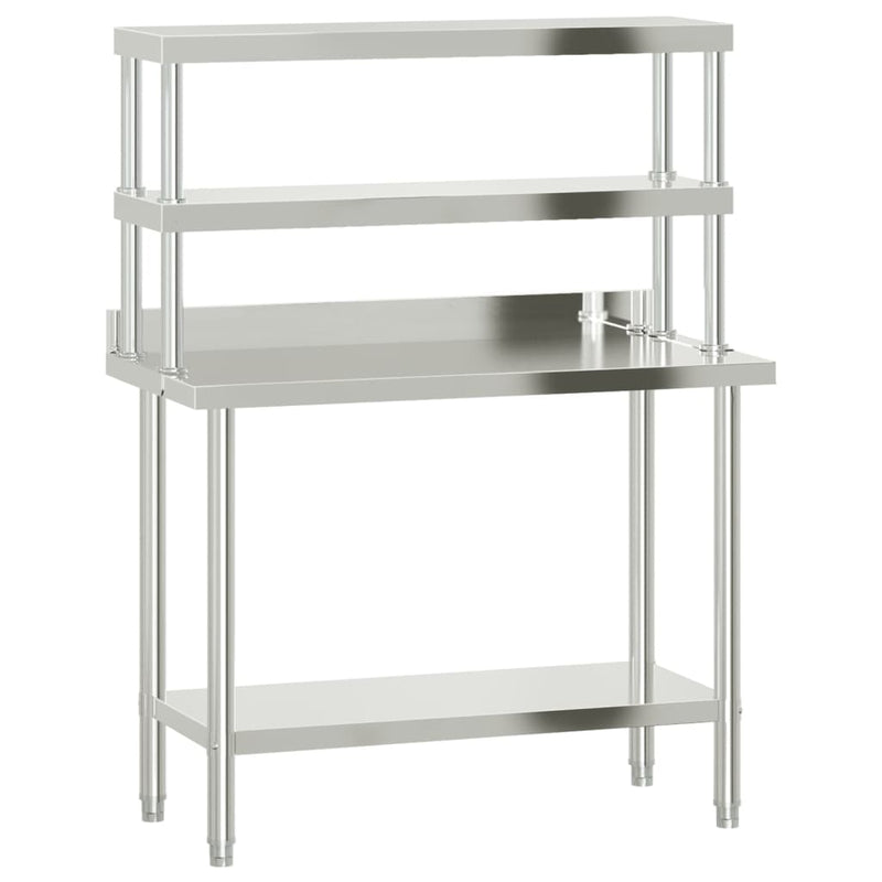 ギャラリービューアに画像をロードする, Vidaxl keukenwerktafel met bovenschap 110x55x150 cm roestvrij staal
