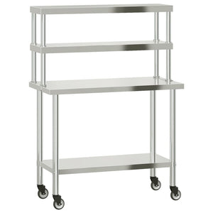 Vidaxl keukenwerktafel met bovenschap 110x55x150 cm roestvrij staal