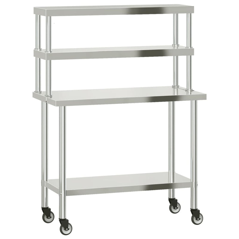 ギャラリービューアに画像をロードする, Vidaxl keukenwerktafel met bovenschap 110x55x150 cm roestvrij staal
