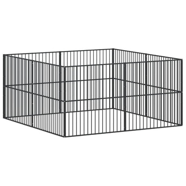 Vidaxl hondenkennel 8 panelen gepoedercoat staal zwart