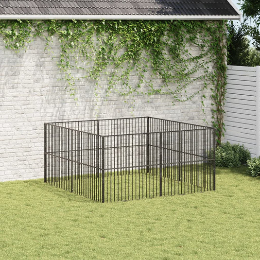 Vidaxl hondenkennel 8 panelen gepoedercoat staal zwart
