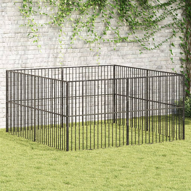 Vidaxl hondenkennel 8 panelen gepoedercoat staal zwart