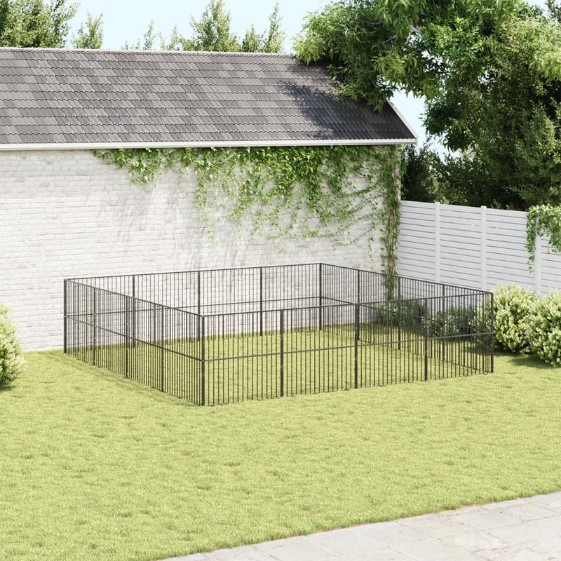 Load image into Gallery viewer, VidaXL Hondenkennel 16 panelen gepoedercoat staal zwart
