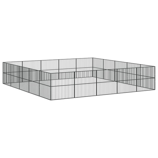 VidaXL Hondenkennel 20 panelen gepoedercoat staal zwart