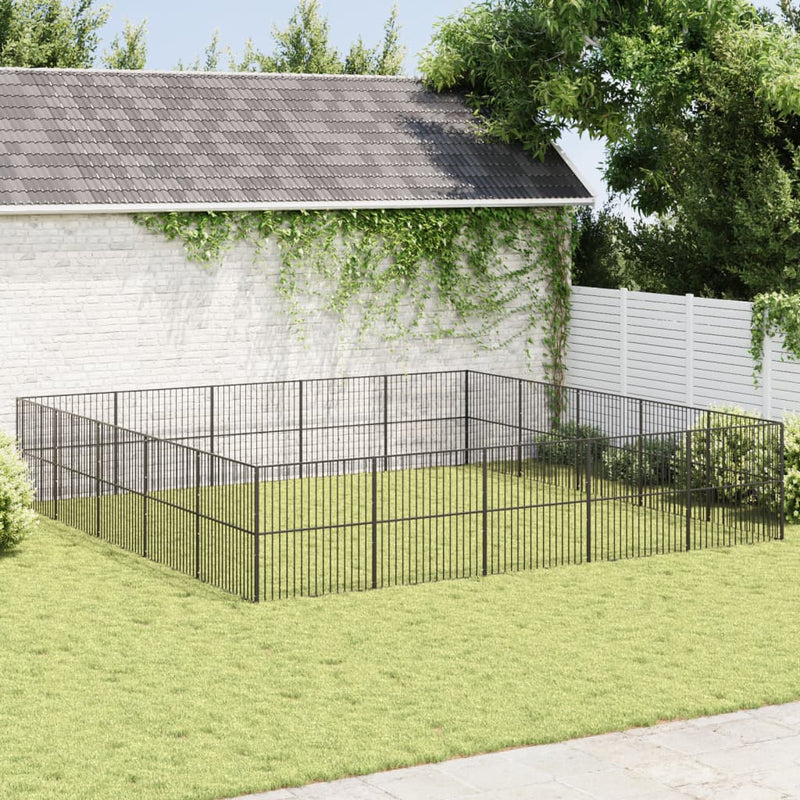 Load image into Gallery viewer, VidaXL Hondenkennel 20 panelen gepoedercoat staal zwart
