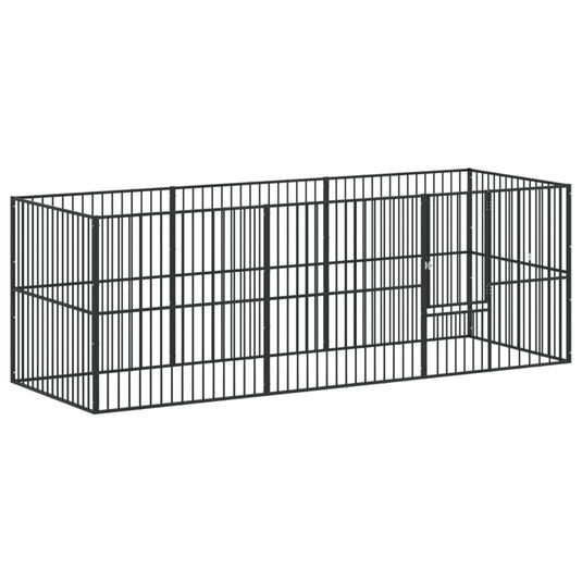 Vidaxl hondenkennel 8 panelen gepoedercoat staal zwart