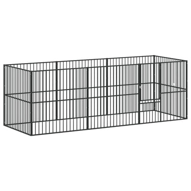 Vidaxl hondenkennel 8 panelen gepoedercoat staal zwart