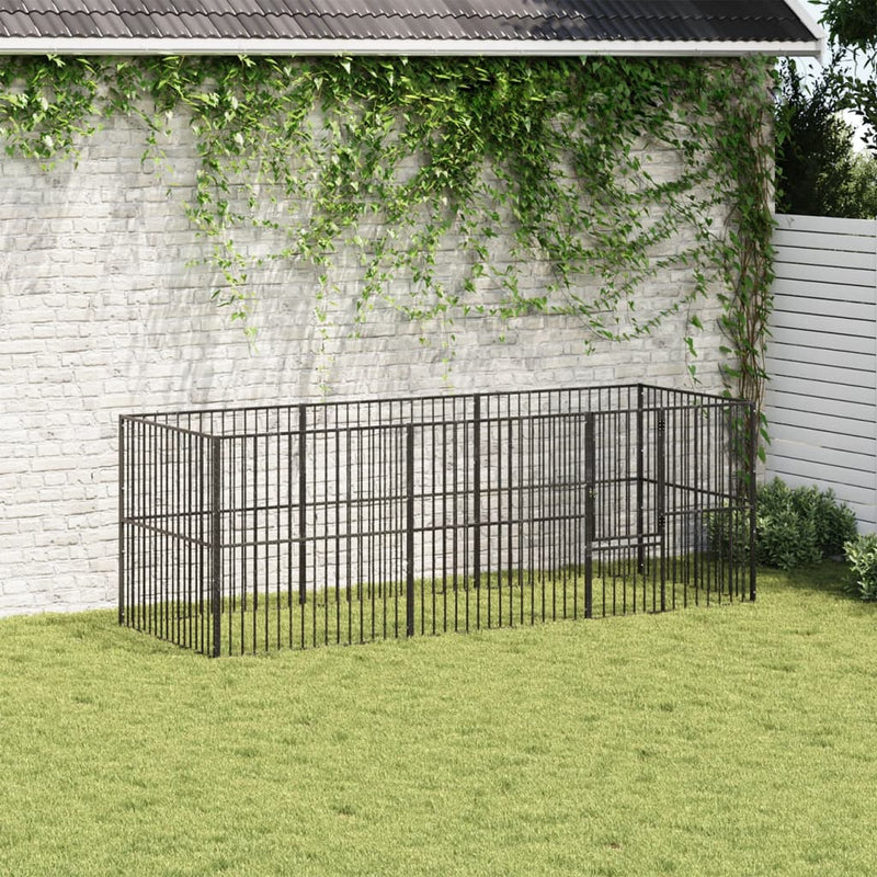 Load image into Gallery viewer, Vidaxl hondenkennel 8 panelen gepoedercoat staal zwart
