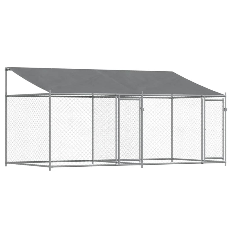 Load image into Gallery viewer, VidaXL Hondenhok met dak en deuren 4x2x2 m gegalvaniseerd staal grijs
