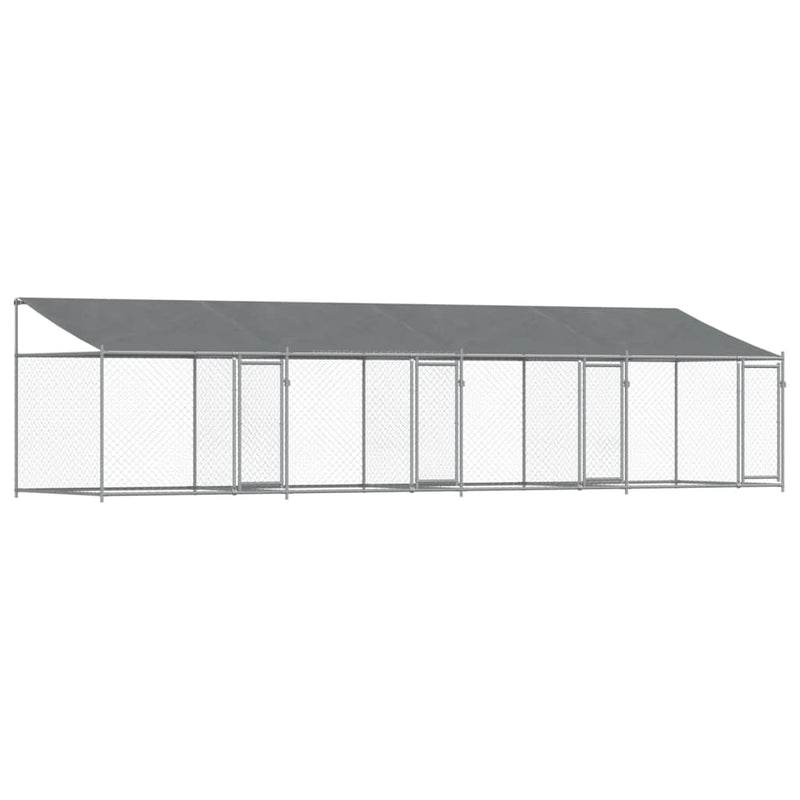 Load image into Gallery viewer, VidaXL Hondenhok met dak en deuren 8x2x2 m gegalvaniseerd staal grijs
