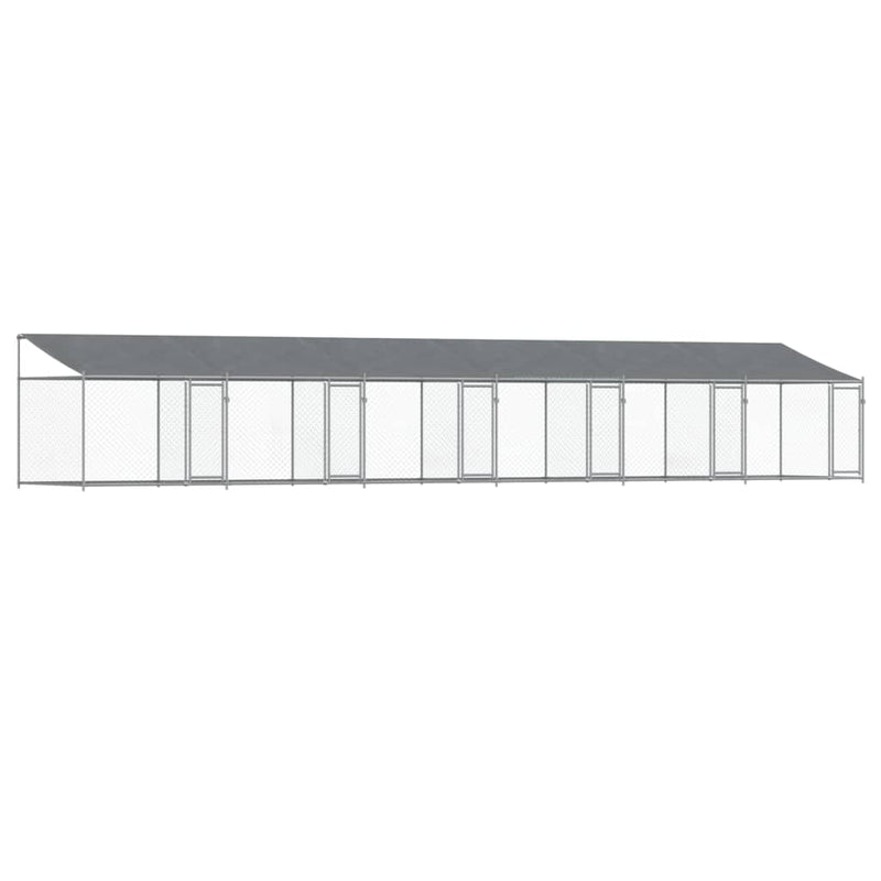 Load image into Gallery viewer, VidaXL Hondenhok met dak en deuren 12x2x2 m gegalvaniseerd staal grijs
