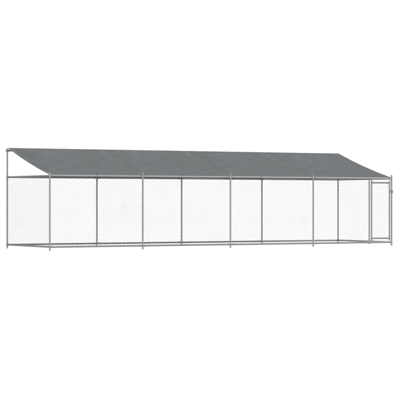 Load image into Gallery viewer, VidaXL Hondenhok met dak en deur 8x2x2 m gegalvaniseerd staal grijs
