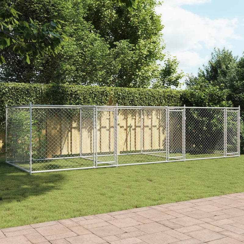 Load image into Gallery viewer, VidaXL Hondenhok met deuren 6x2x1,5 m gegalvaniseerd staal grijs
