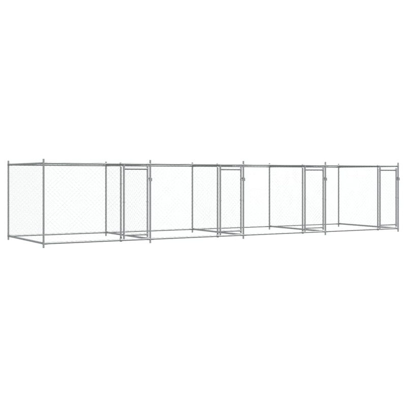 Load image into Gallery viewer, VidaXL Hondenhok met deuren 8x2x1,5 m gegalvaniseerd staal grijs
