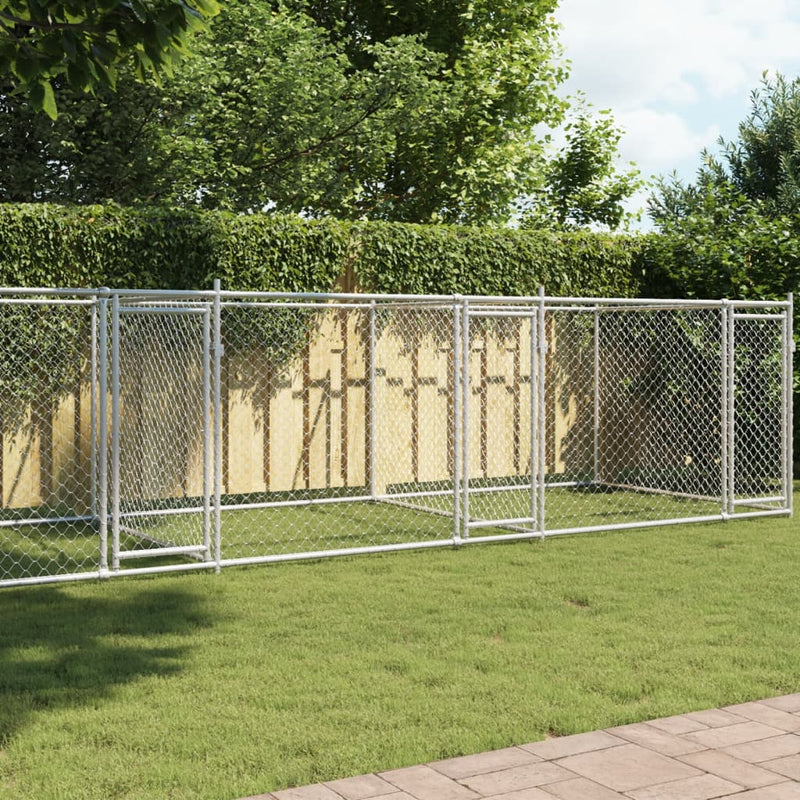 Load image into Gallery viewer, VidaXL Hondenhok met deuren 8x2x1,5 m gegalvaniseerd staal grijs
