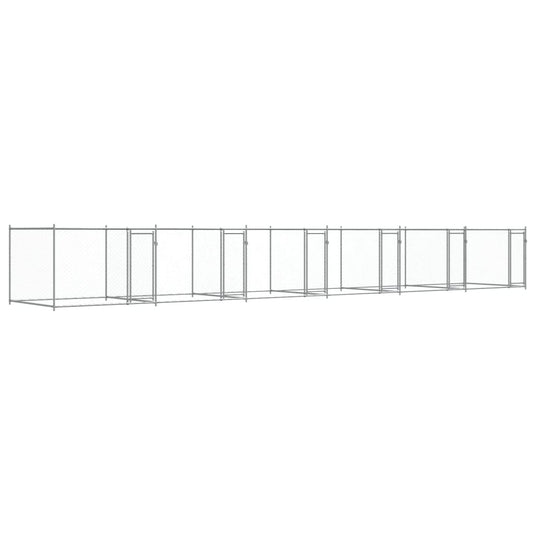 VidaXL Hondenhok met deuren 12x2x1,5 m gegalvaniseerd staal grijs
