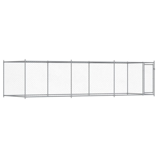 VidaXL Hondenhok met deur 6x2x1,5 m gegalvaniseerd staal grijs