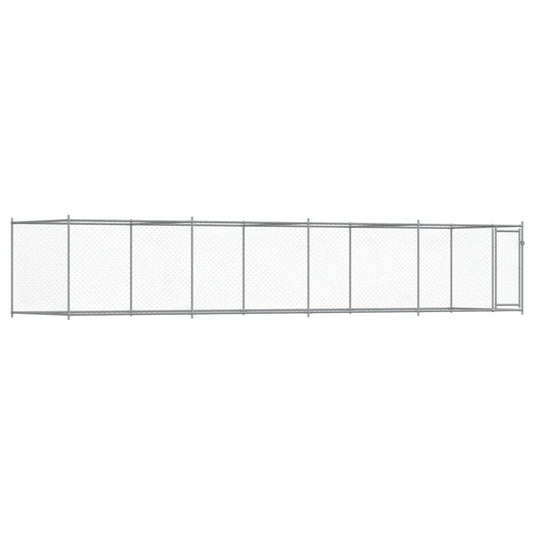 VidaXL Hondenhok met deur 8x2x1,5 m gegalvaniseerd staal grijs
