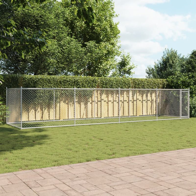 Load image into Gallery viewer, VidaXL Hondenhok met deur 8x2x1,5 m gegalvaniseerd staal grijs
