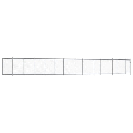 VidaXL Hondenhok met deur 12x2x1,5 m gegalvaniseerd staal grijs