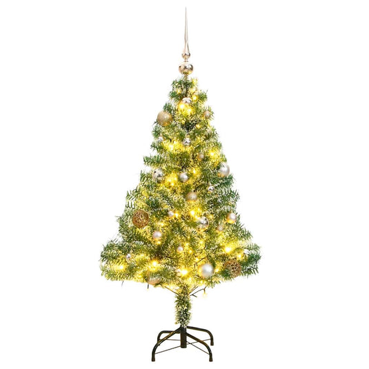 Vidaxl kunstkerstboom 150 led's kerstballen en sneeuw 150 cm