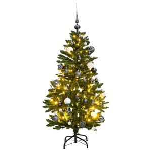 Vidaxl kunstkerstboom met scharnieren 150 led en kerstballen 120 cm