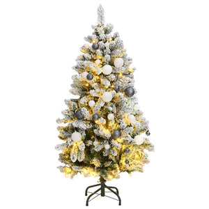 Vidaxl kunstkerstboom met scharnieren 150 led's en kerstballen 150 cm