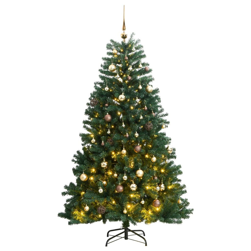 Load image into Gallery viewer, VidaXL Kunstkerstboom met scharnieren 300 LED's en kerstballen 180 cm
