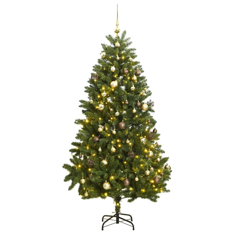 Load image into Gallery viewer, VidaXL Kunstkerstboom met scharnieren 300 LED's en kerstballen 270 cm
