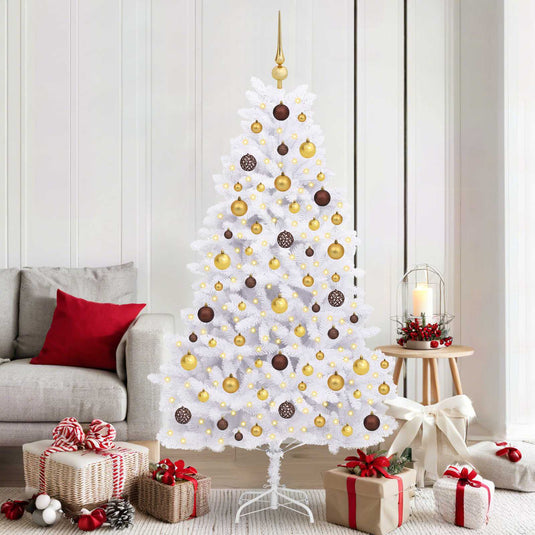 Vidaxl kunstkerstboom wit 90 x 90 x 180 cm pvc en metaal
