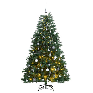Vidaxl kunstkerstboom met scharnieren 300 led's en kerstballen 240 cm