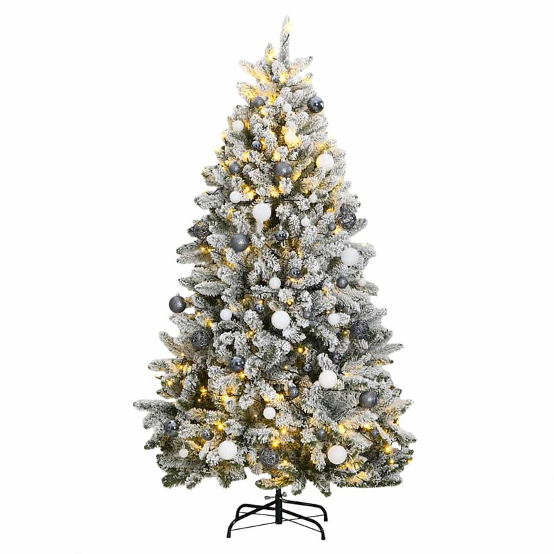 Afbeelding laden in galerijviewer, Vidaxl kunstkerstboom met scharnieren 300 led's en kerstballen 240 cm
