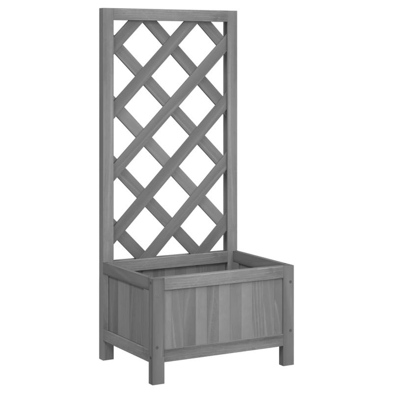 Load image into Gallery viewer, Vidaxl plantenbak met latwerk massief vurenhout grijs
