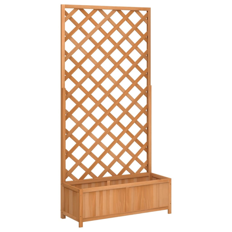 Load image into Gallery viewer, Vidaxl plantenbak met latwerk massief vurenhout bruin
