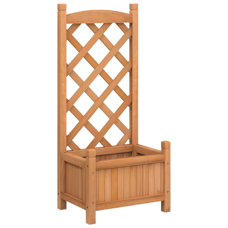 Load image into Gallery viewer, Vidaxl plantenbak met latwerk massief vurenhout bruin
