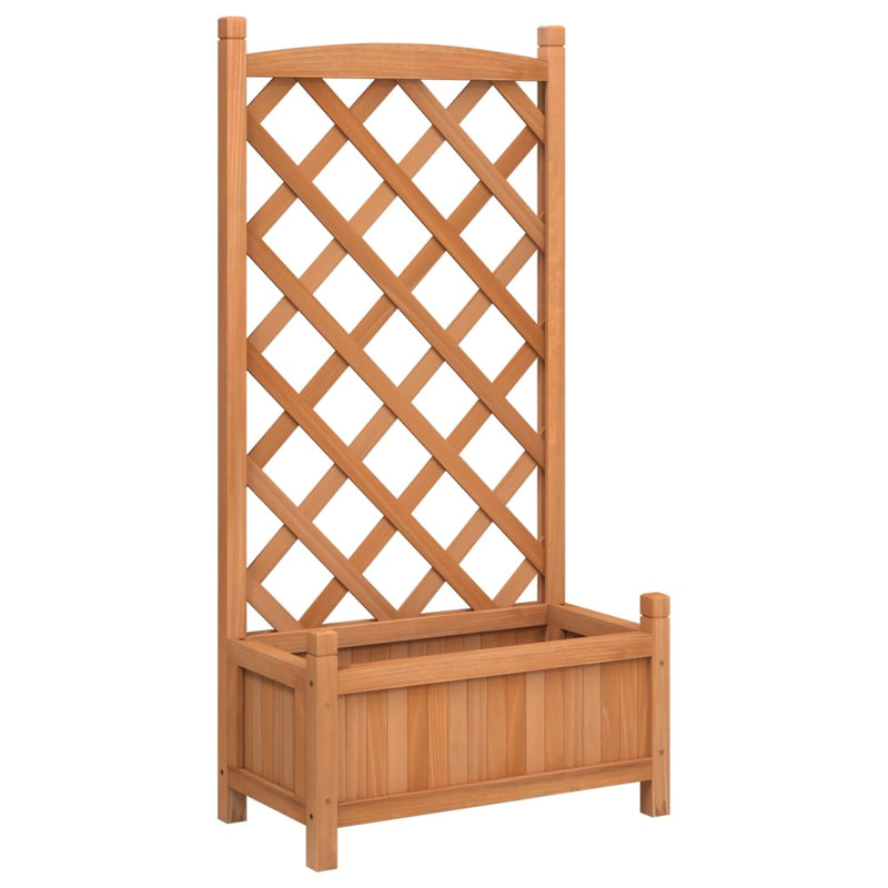 Load image into Gallery viewer, Vidaxl plantenbak met latwerk massief vurenhout bruin
