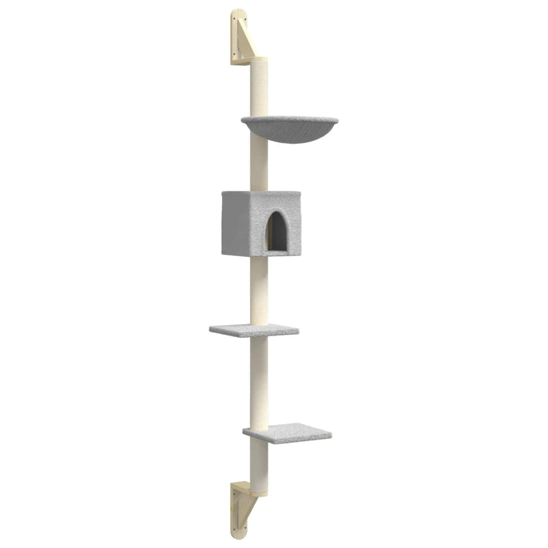 Load image into Gallery viewer, Vidaxl kattenmeubel wandgemonteerd met krabpaal 187 cm lichtgrijs
