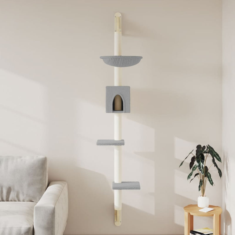Load image into Gallery viewer, Vidaxl kattenmeubel wandgemonteerd met krabpaal 187 cm lichtgrijs
