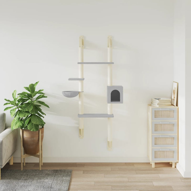 Load image into Gallery viewer, Vidaxl kattenmeubel wandgemonteerd met krabpaal 180 cm lichtgrijs
