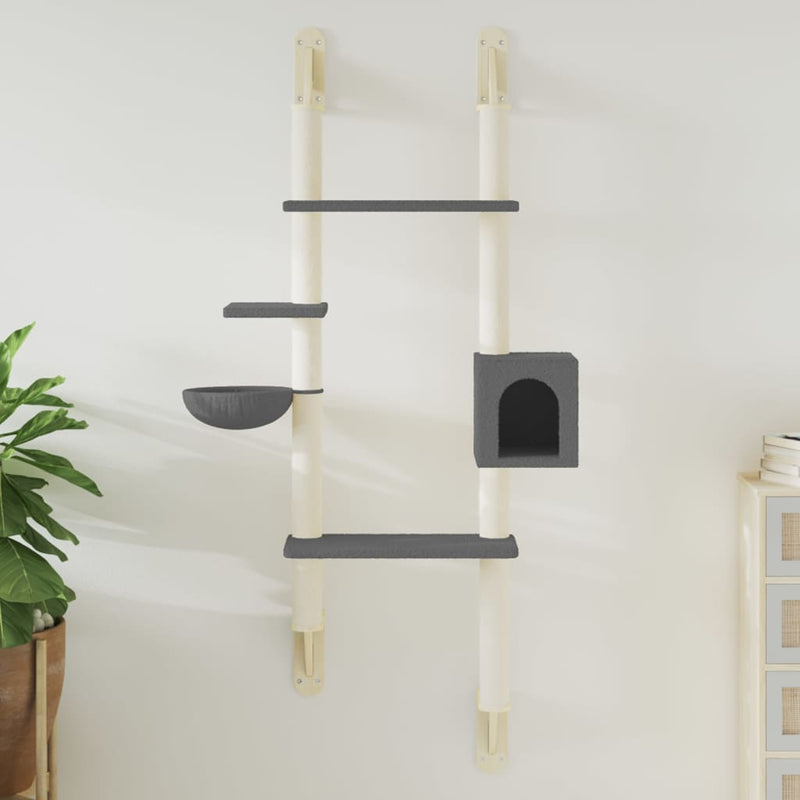 Load image into Gallery viewer, Vidaxl kattenmeubel wandgemonteerd met krabpaal 180 cm donkergrijs
