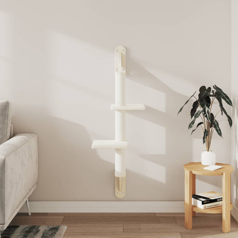 Load image into Gallery viewer, VidaXL Kattenmeubel wandgemonteerd met krabpaal 108 cm crèmekleurig
