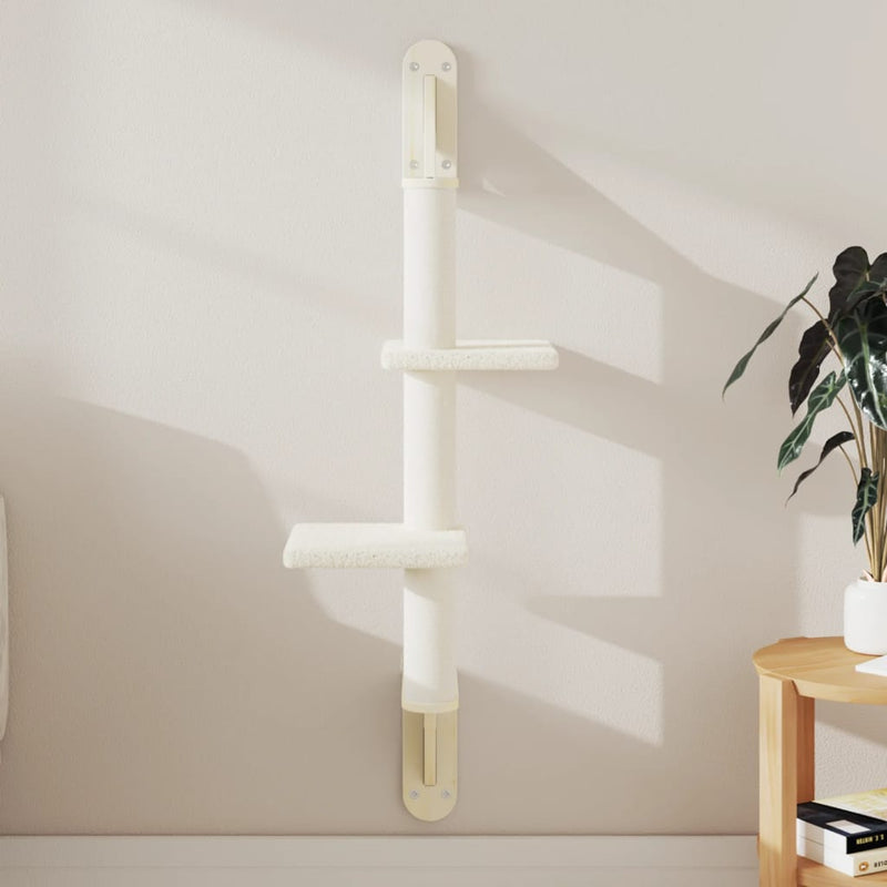 Load image into Gallery viewer, VidaXL Kattenmeubel wandgemonteerd met krabpaal 108 cm crèmekleurig
