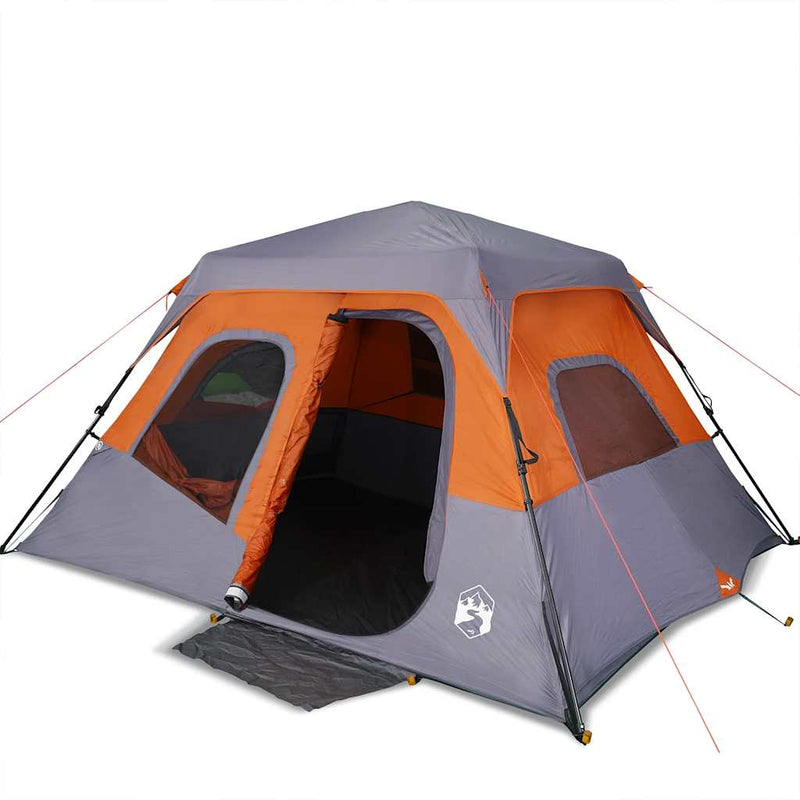 Load image into Gallery viewer, Vidaxl tent 6-persoons waterdicht snelontgrendeling grijs en oranje
