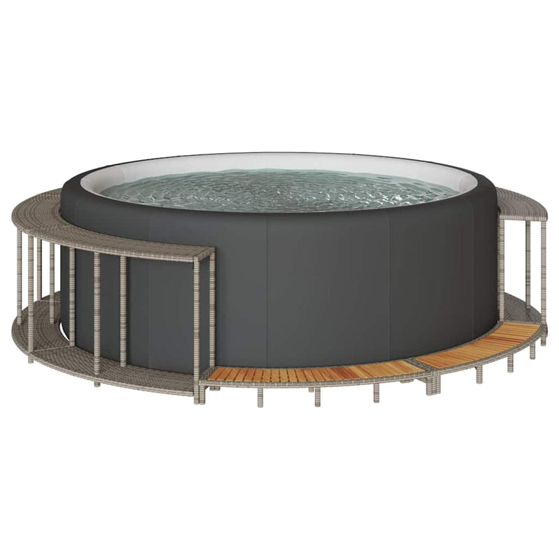 Chargez l'image dans la visionneuse de la galerie, Vidaxl hottub ombouw opbergruimte en houten opstapje poly rattan grijs
