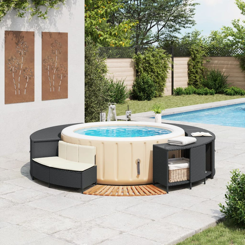 Chargez l'image dans la visionneuse de la galerie, Vidaxl hottub-ombouw poly rattan en massief acaciahout zwart
