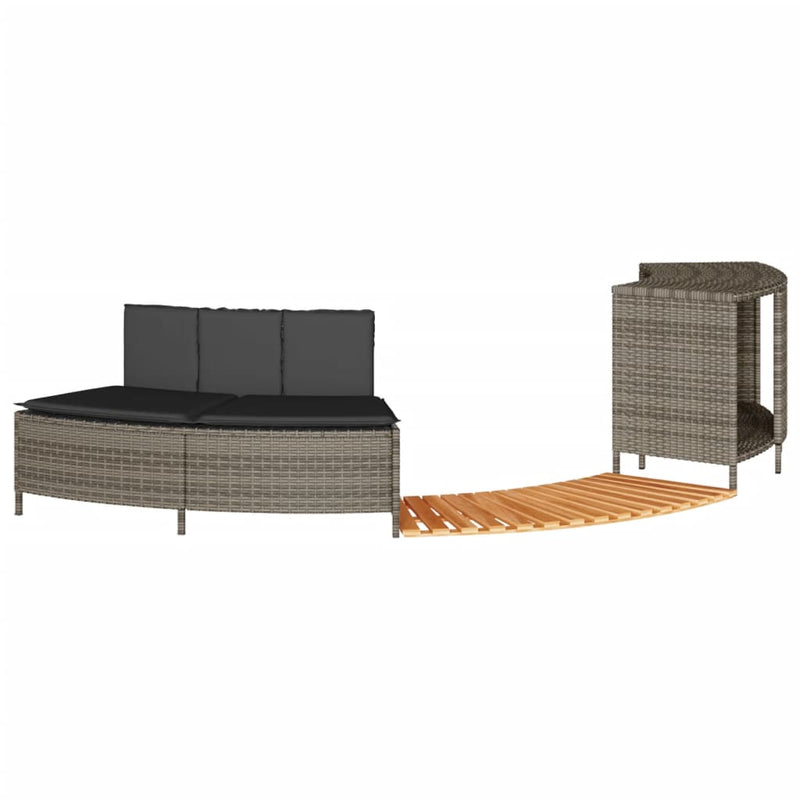 Afbeelding laden in galerijviewer, Vidaxl hottub-ombouw poly rattan massief acaciahout grijs
